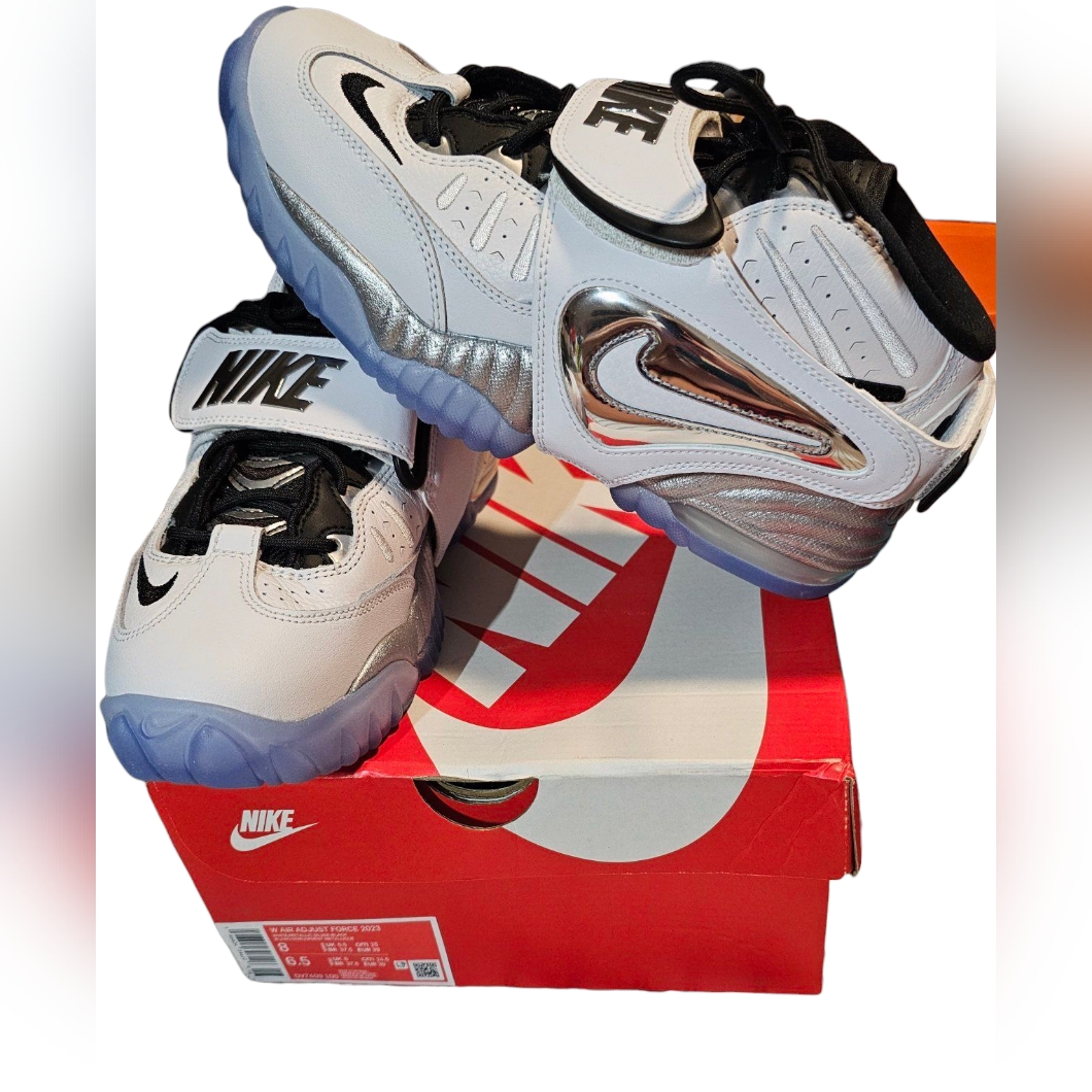 Nike Air Adjust Force 2023 White/ Metallic Silver-Black Dv7409-100 Women's 8